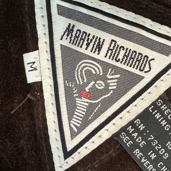 Marvin Richards Faux Suede Chocolate Brown Coat Size M Faux Fur Trim & Lining M - Picture 13 of 16